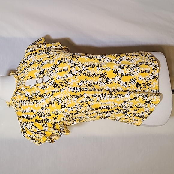 Adrienne Vittadini Yellow Floral Blouse - Picture 2 of 7